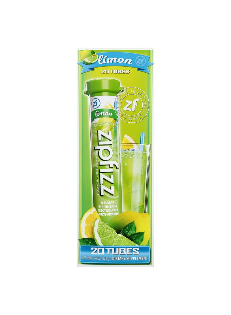 Energy Drink Mix, Limon, 20 Tubes, 0.39 oz (11 g) Each